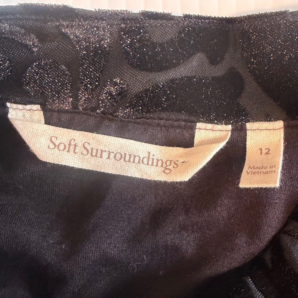 Soft Surroundings Hadley Black  Burnout Velvet Midi Dress Metallic 12‎  witchy - Picture 7 of 10